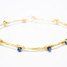 Wire Wrapped Gold Bangle Bracelet with Navy Beads