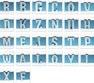 wholesale Plain Metal letter slide charms  A-Z,chrome-plated sell from 50sets