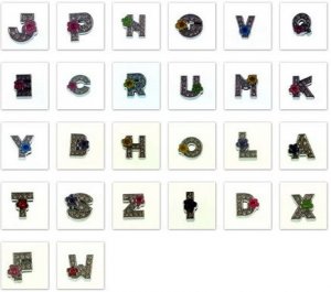 wholesale 8mm enamel & crystal rhinestones slide initial letters charms ,A TO Z 260PCS mixin