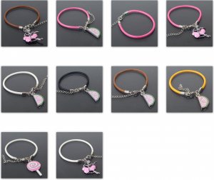 Baby bracelets wholesale,4.-5 inch long,mix color ,mix charms 100pcs