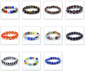 Glass beads baby bracelets Wholesale,4-5 inch, mix color 50pcs