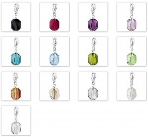 Austrian crystal style charms wholesale,12mm Graphic,silver-plated lobster clasp mix color 100pcs