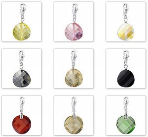 Austrian crystal style charms wholesale,18mm Twist,silver-plated lobster clasp mix color 50pcs