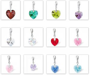 Austrian crystal style charms wholesale,18mm heart, mix color 60pcs