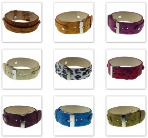 18mm wide Leopard skin pattern leather wristnads wholesale  mix color 100pcs