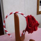 Red Stripped Braided Head Band w/Flower