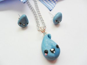 Handcrafted Polymer Clay Toddler Boutique Set - Kawaii Raindrop