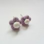 Handcrafted Polymer Clay Post Earrings - Pastel Purple Glittery Flowers