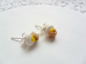Handcrafted Polymer Clay Post Earrings - Little Fried Eggs