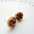 Handcrafted Polymer Clay Post Earrings - Chocolate Glazed Donuts