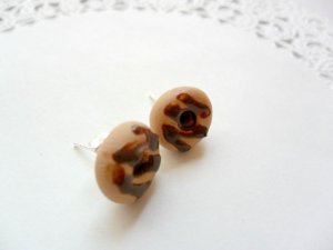 Handcrafted Polymer Clay Post Earrings - Chocolate Glazed Donuts