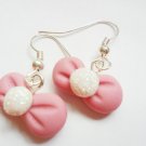 Handcrafted Polymer Clay Dangle Earrings - Pretty Pink Bows