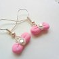 Handcrafted Polymer Clay Pink Bow Dangled Earrings