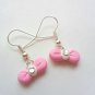 Handcrafted Polymer Clay Pink Bow Dangled Earrings