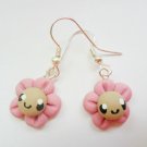 Handcrafted Kawaii Pink Flower Dangled Earrings