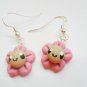 Handcrafted Kawaii Pink Flower Dangled Earrings