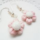 Handcrafted Polymer Clay Pink Marbled Flower Earrings