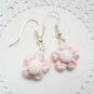 Handcrafted Polymer Clay Pink Marbled Flower Earrings