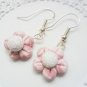 Handcrafted Polymer Clay Pink Marbled Flower Earrings
