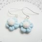 Handcrafted Polymer Clay Blue Flower Earrings