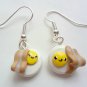Handcrafted Kawaii Bacon & Egg Dangle Earrings