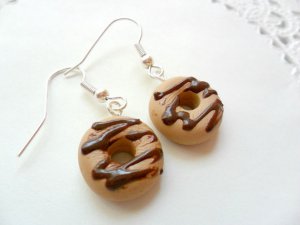 Handcrafted Polymer Clay Drizzled Donut Earrings