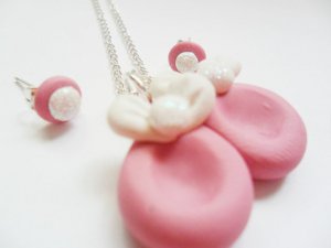 Handcrafted Polymer Clay Ballerina Set - Necklace & Earrings