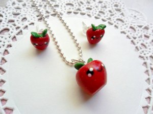 Handcrafted Kawaii Apple Jewelry Set