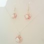 Handcrafted Polymer Clay Pink Marbled Teen/Adult Necklace Set