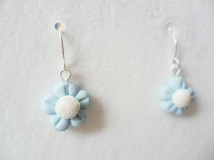 Handcrafted Polymer Clay Pastel Blue Flower Necklace Set