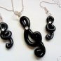 Handcrafted Polymer Clay Treble Clef Music Note Necklace Set