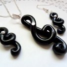 Handcrafted Polymer Clay Treble Clef Music Note Necklace Set