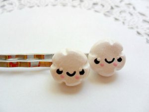 Handcrafted Polymer Clay Kawaii Cloud Bobby Pins (Adult Size)