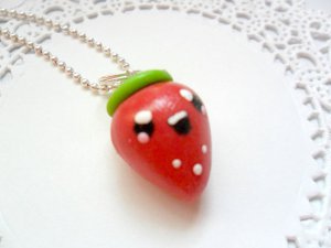 Handcrafted Polymer Clay Kawaii Strawberry Necklace