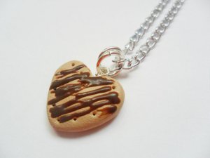 Handcrafted Kawaii Drizzled Heart Cookie Necklace