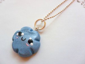 Handcrafted Kawaii Cloud Necklace (Blue)