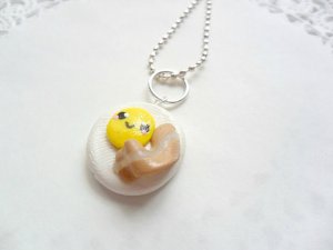 Handcrafted Bacon and Egg Polymer Clay Necklace