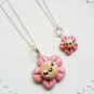 Handcrafted Polymer Clay Smiling Flower Mommy & Me Necklace Set