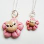 Handcrafted Polymer Clay Smiling Flower Mommy & Me Necklace Set