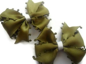 Green Olive Hair Bow Set