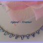 Signed KRAMER Necklace-Sky Blue Rhinestones / Settings