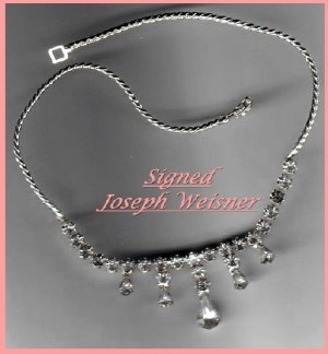 Signed JOSEPH WEISNER Necklace-Rhinestones-Beautiful