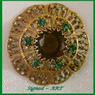 Designer Signed ART Brooch-Rhinestone-Large Dome-STyle