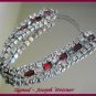 Glitzy JOSEPH WIESNER Rhinestone BRACELET-Ruby Red and Clear