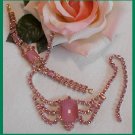 FABULOUS Baby Pink DEMI PARURE-Rhinestone / Cat's Eye