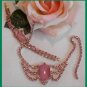 FABULOUS Baby Pink DEMI PARURE-Rhinestone / Cat's Eye