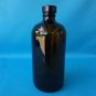 Qty(12) 16oz Amber Glass Boston Round Bottles With Blackk Polyseal Cap!