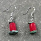 RED CORAL & TURQUOISE STERLING SILVER EARRINGS