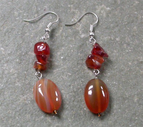 RED AGATE STERLING SILVER EARRINGS