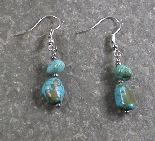 GREEN TURQUOISE STERLING SILVER EARRINGS